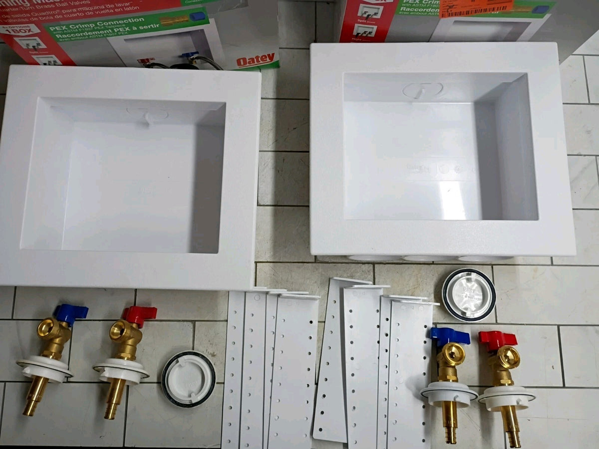 2 Pack Oatey Quadtro 38528 Washing Machine Outlet Box 1/4" Turn x 2" Hub OB.