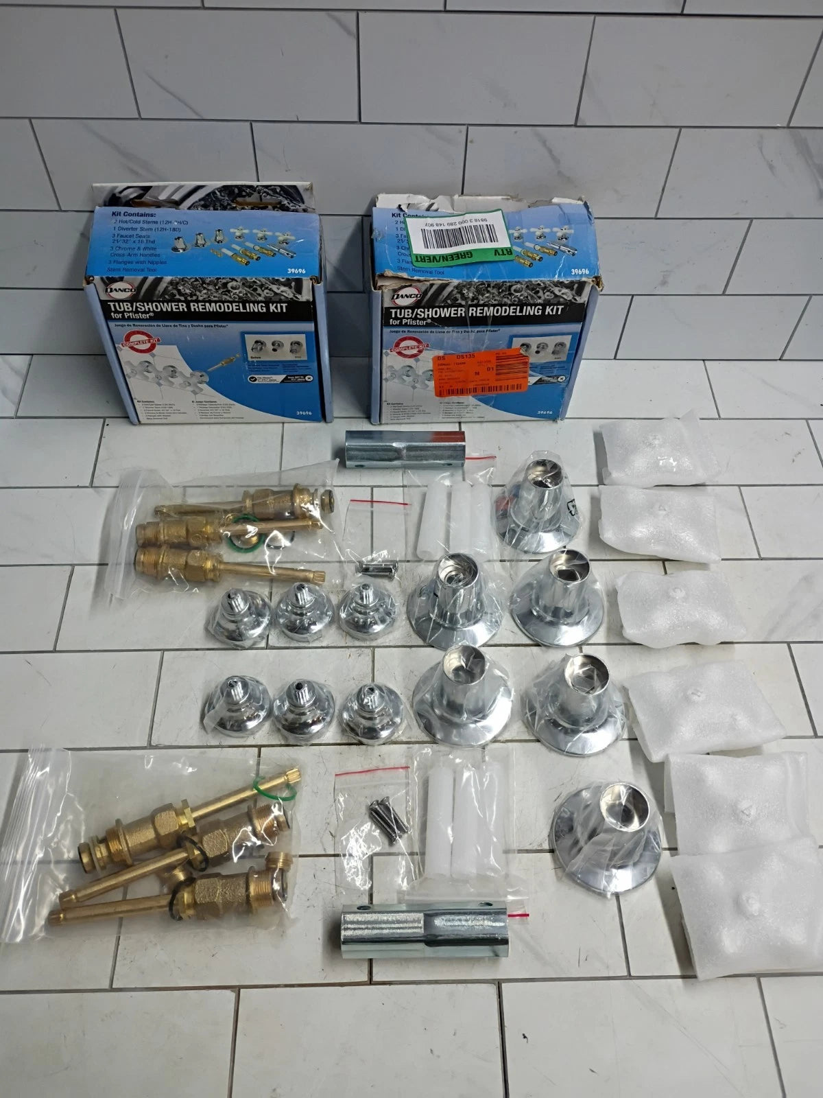 2pk Danco 39696 Cross-Arm 3Handle Tub/Shower Faucet Rebuild Kit Pfister Open Box
