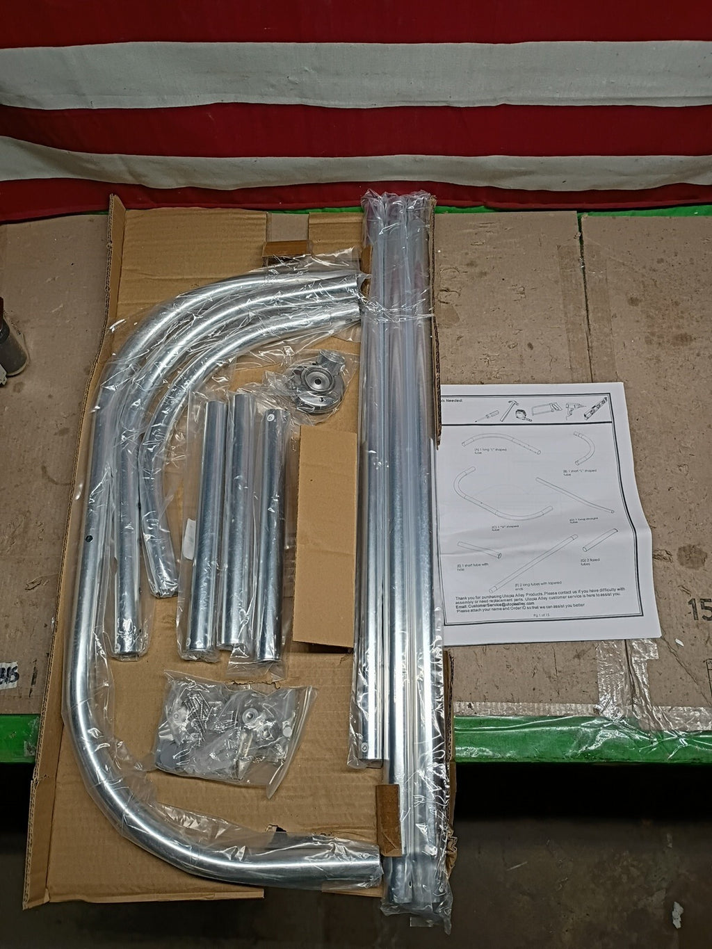 Utopia HP1SS Alley Hoop Shower Rod For Clawfoot Tub, Chrome 46" x 22", Open Box,