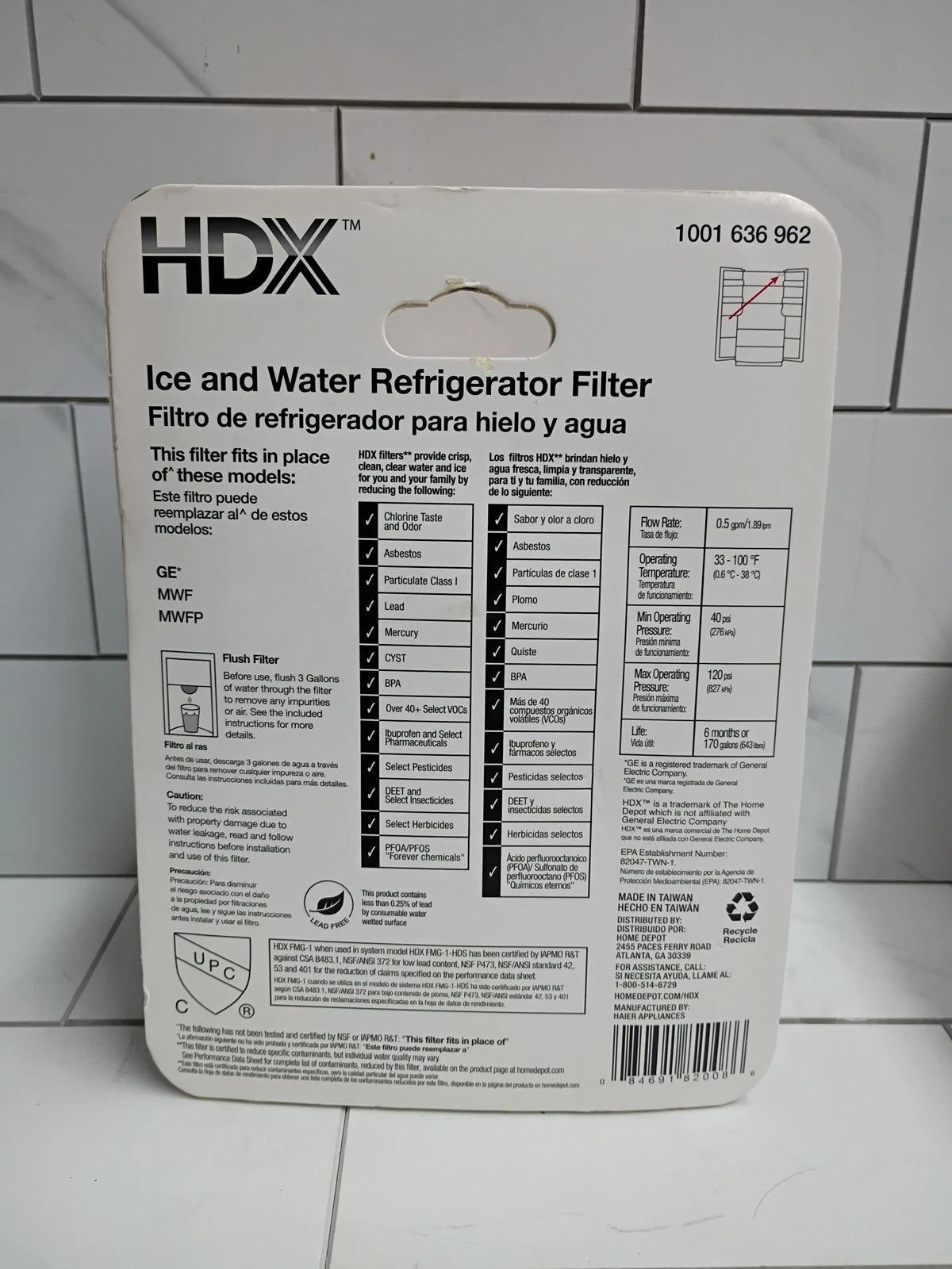 HDX HDX1PKDS0 Refrigerator Water Filter for GE Model MWF Appliances NEW