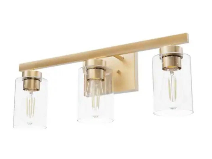 Hunter Hartland 22 in. 3-Light Alturas Gold Vanity Light with Clear Seeded Glass
