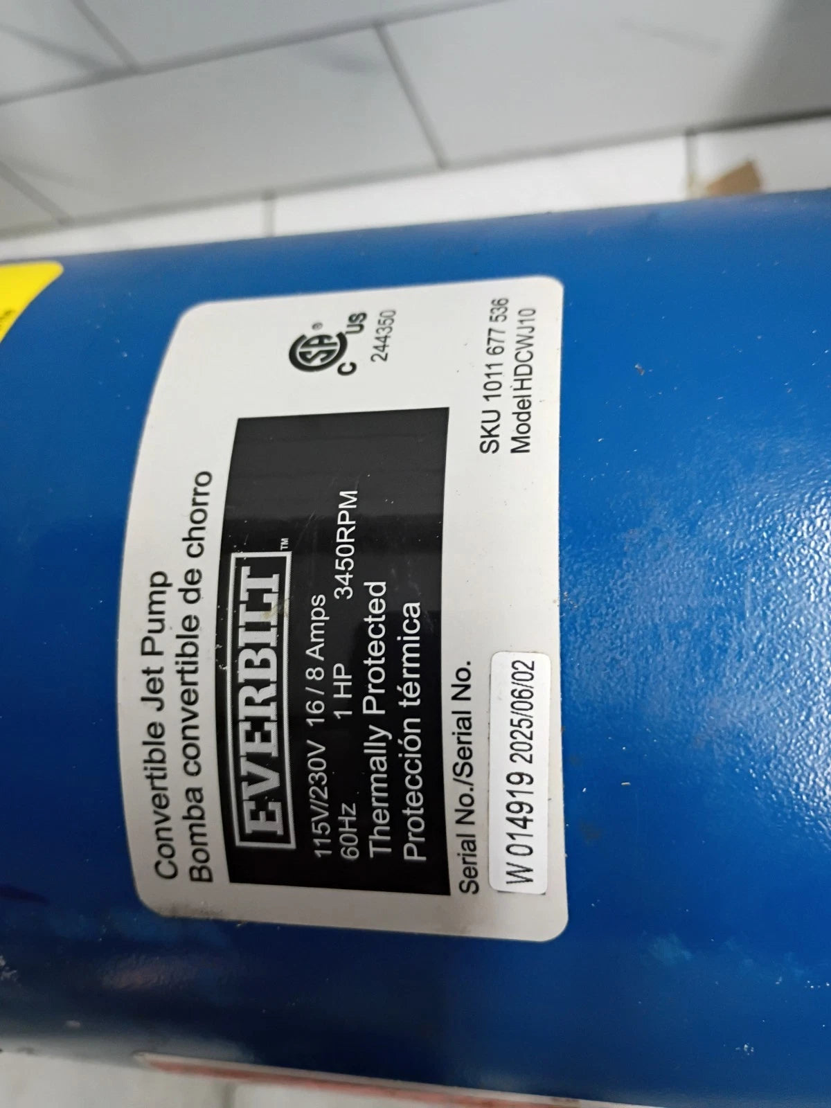 Everbilt HDCWJ10, 1 HP Professional Convertible Jet Pump PARTS ONLY READ
