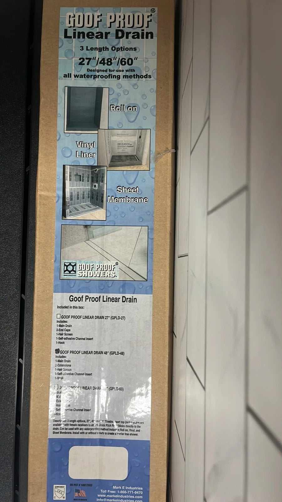 Goof Proof 10017933 Tile Insert Linear Drain Adjustable 3 OPTIONS (27"/48”/60"