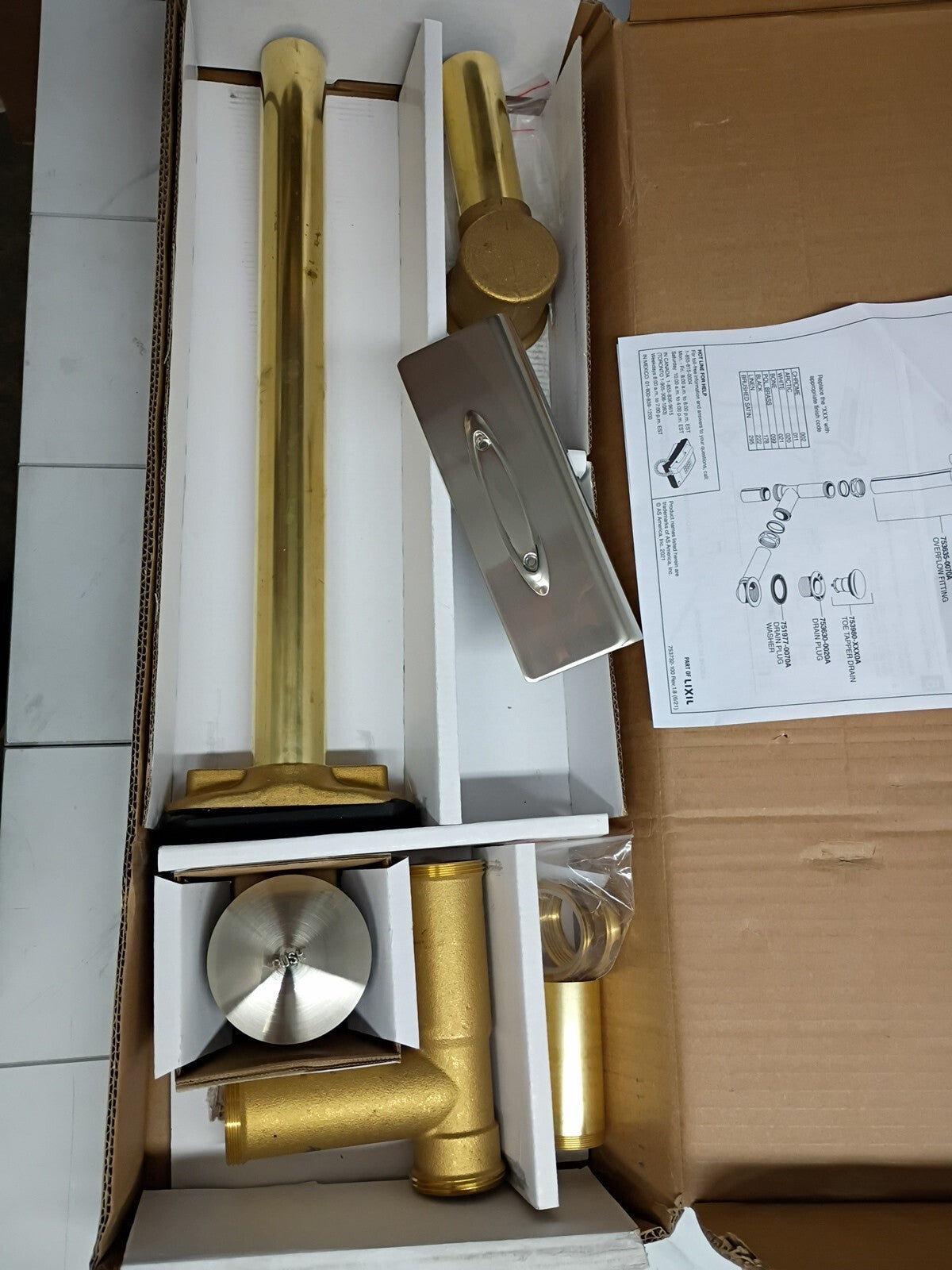 American Standard 1599205.295 1/2" Brass Lift & Turn Drain Brushed Nickel OB
