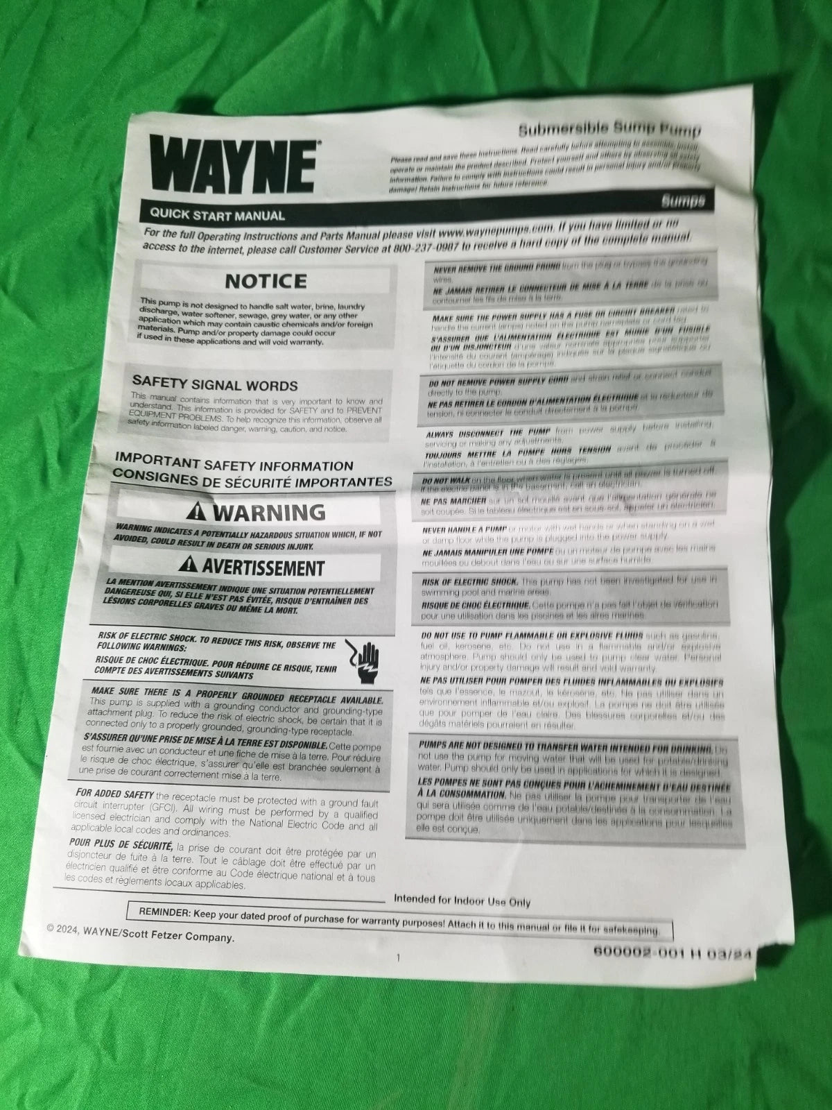 Wayne 58321-WYN3 CDU980E 3/4 HP Cast Iron and Stainless Steel Sump Pump