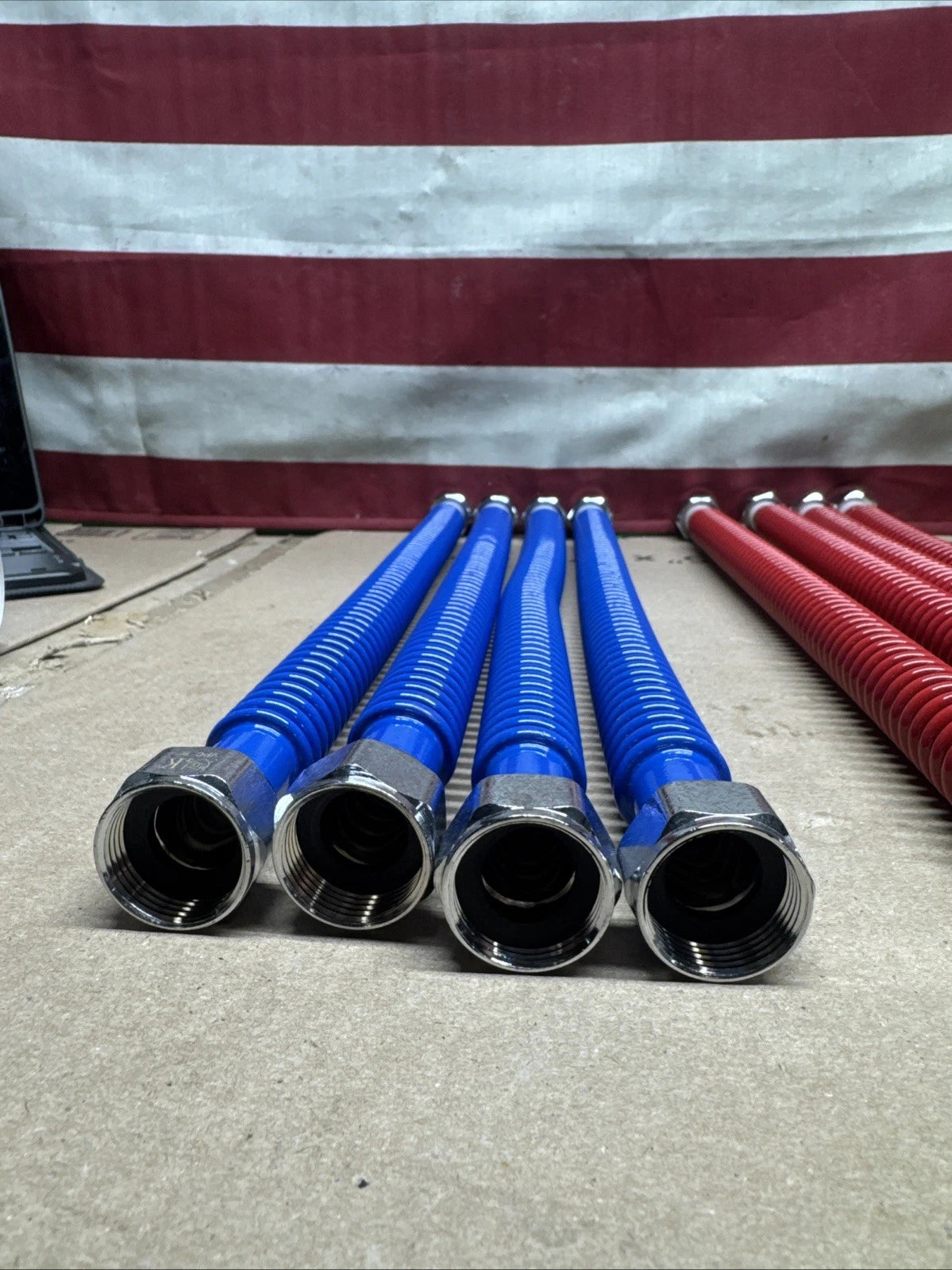 Lot Of 8 Everbilt 3/4" X 18" Water Heater Flex Connector Red & Blue Open Box