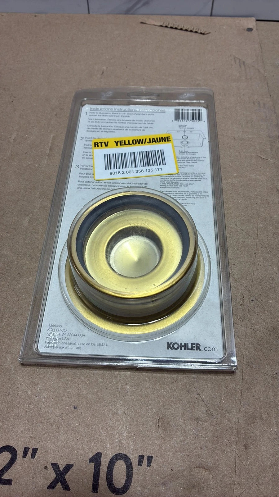 KOHLER K-11352-2MB Disposal Flange and Stopper in Vibrant Brushed Modern Brass