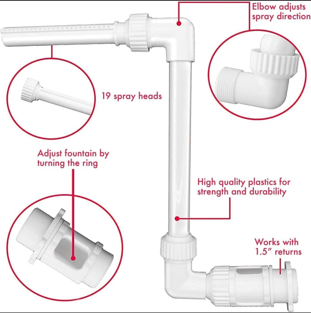 Pool Waterfall Fountain Spray – Adjustable Pool Water Sprinkler & Aerator for