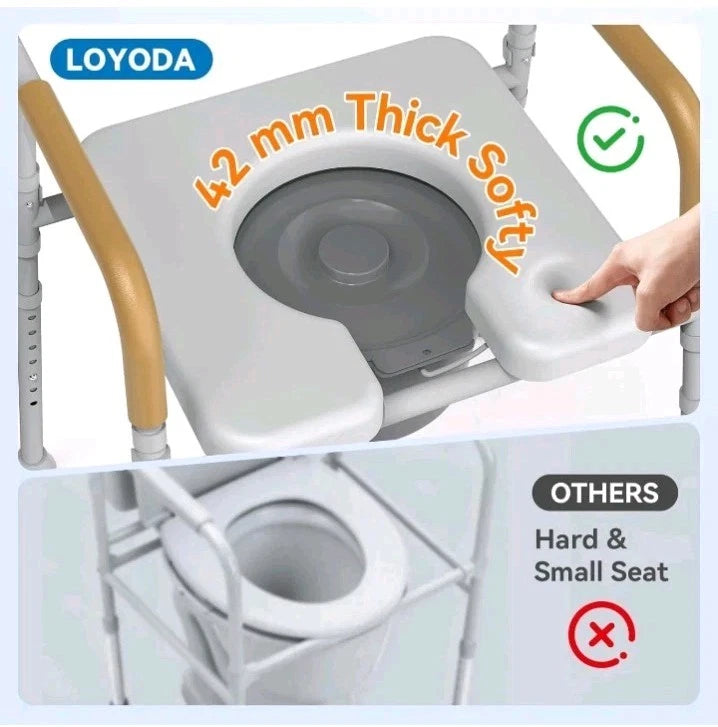 3-in-1 Bedside Commode Chair for Seniors – Adjustable Height, Easy Clean. OB