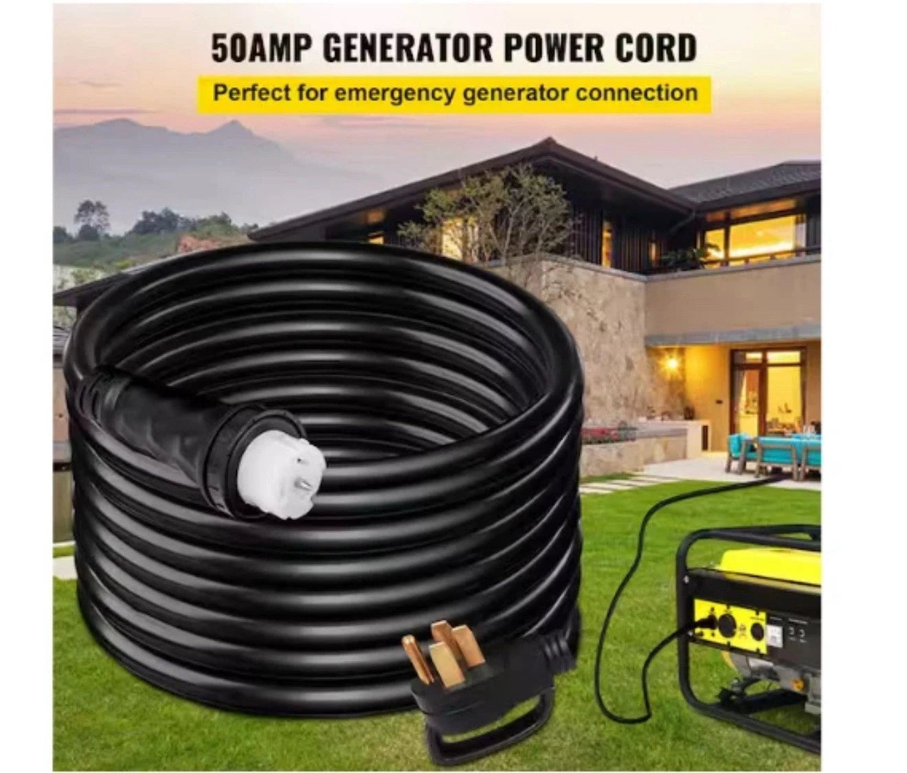 VEVOR 30 ft. Generator Extension Cord 50 Amp 250-Volt Generator Extension Cord