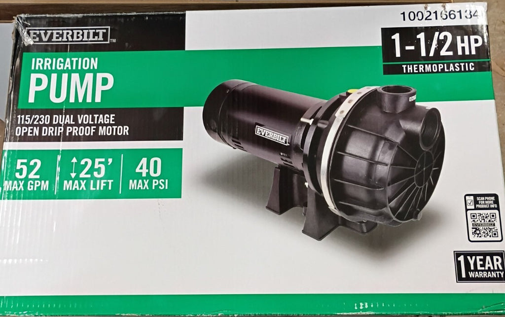 Everbilt HDLS15P Lawn  Irrigation Pump Plastic 1-1/2HP FOR PARTS ONLY
