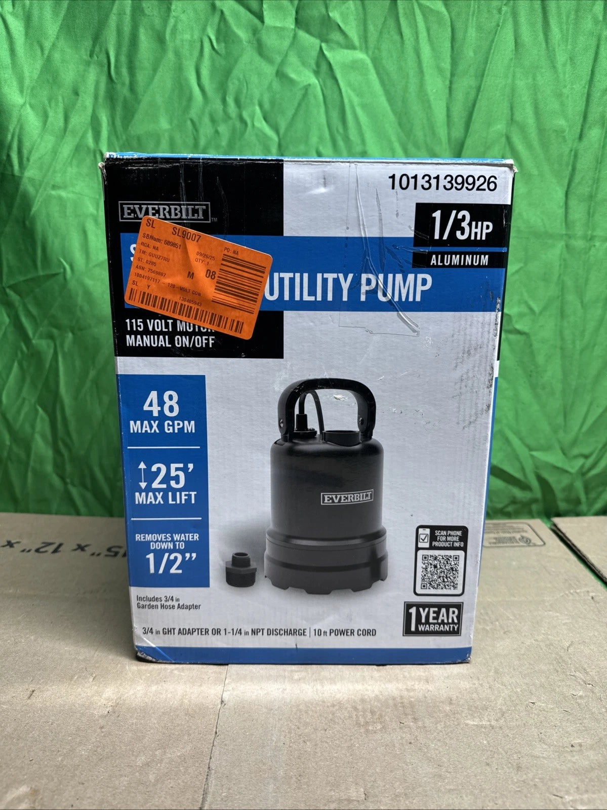 Everbilt 1/3 HP Submersible Aluminum Utility Pump