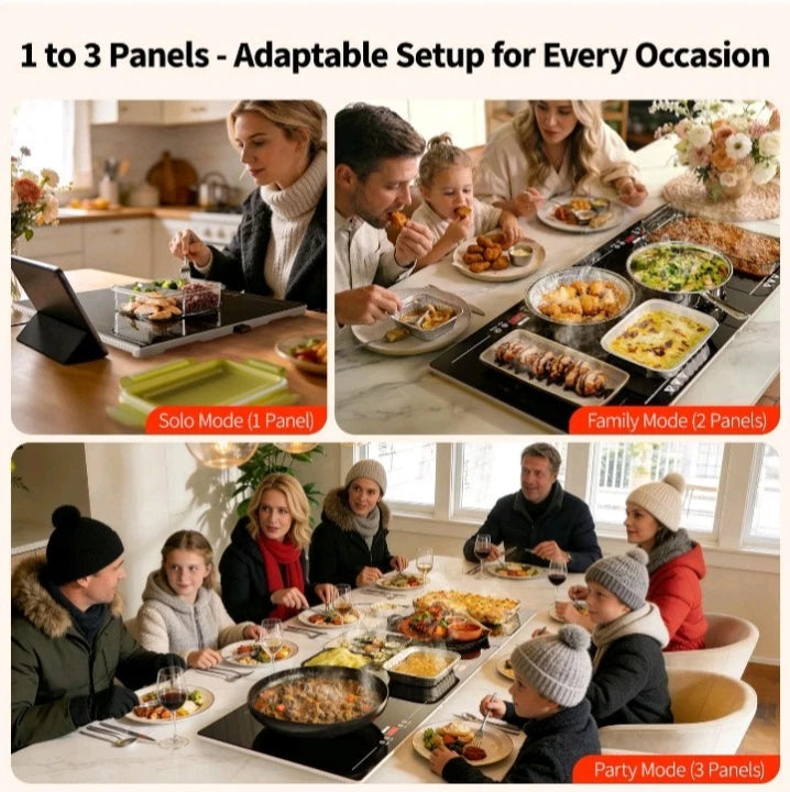 Food Warmers for Parties Buffet, 47"x15" Extra-Long Warming Mat for Food 3-in-1