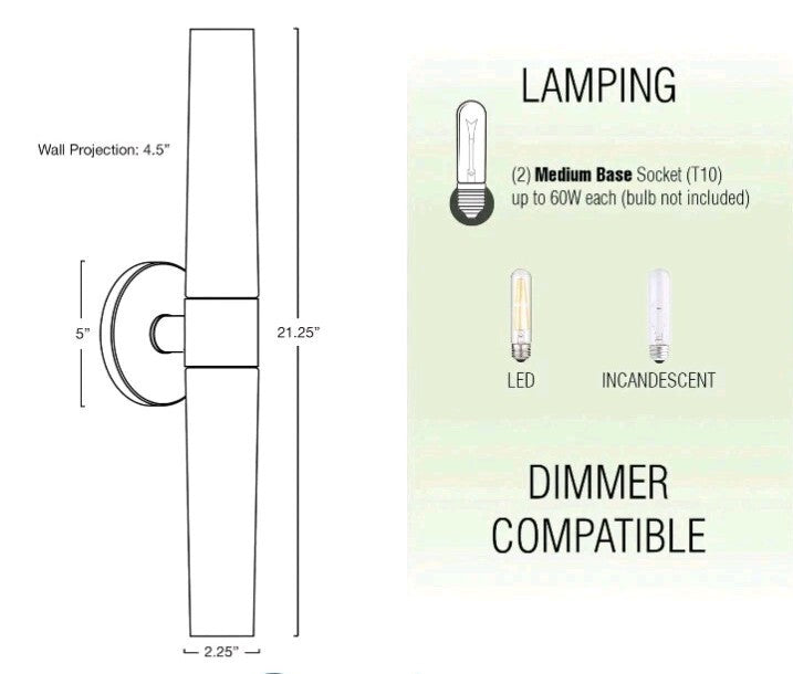 Kira Home Duo 21" Modern Wall Sconce with Frosted Opal Glass Shades for Bathr OB