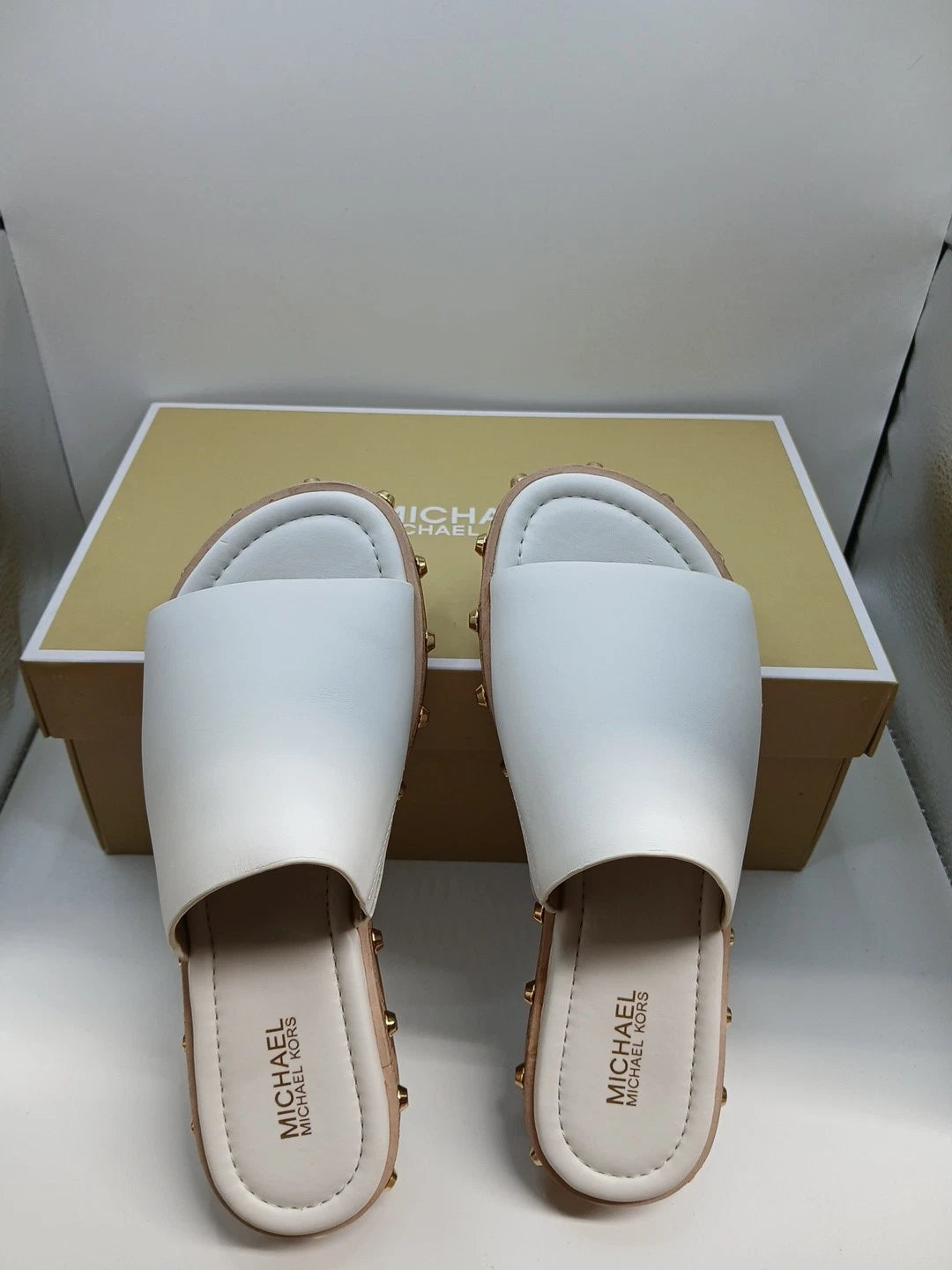 Michael Kors Ellen Slide Leather White Size 5M