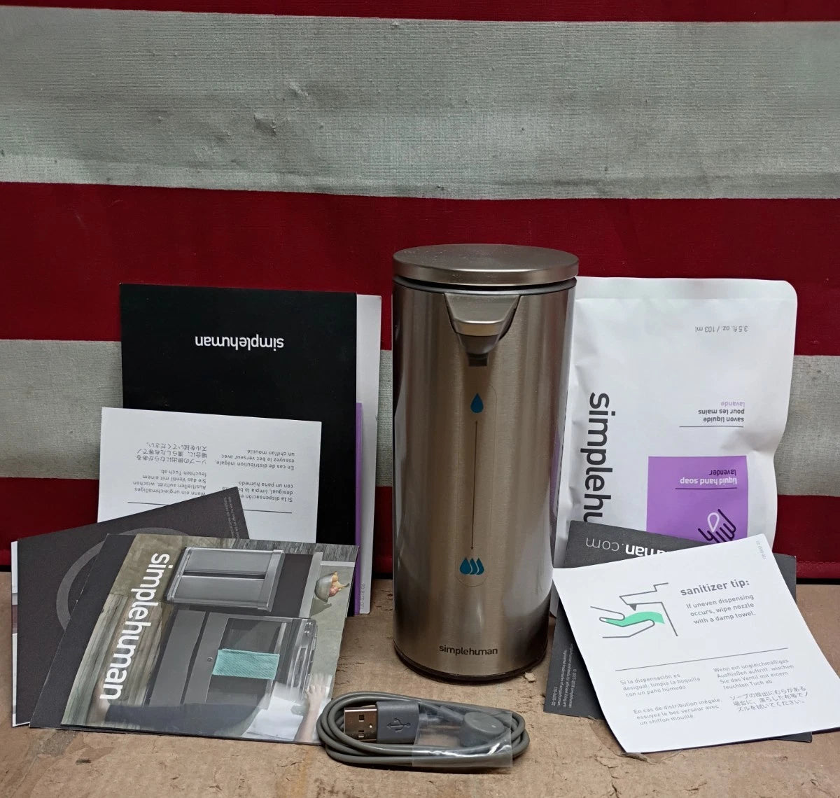 Simple Human Liquid Soap or Sanitizer Dispenser with Sensor Pump Nib Open Box