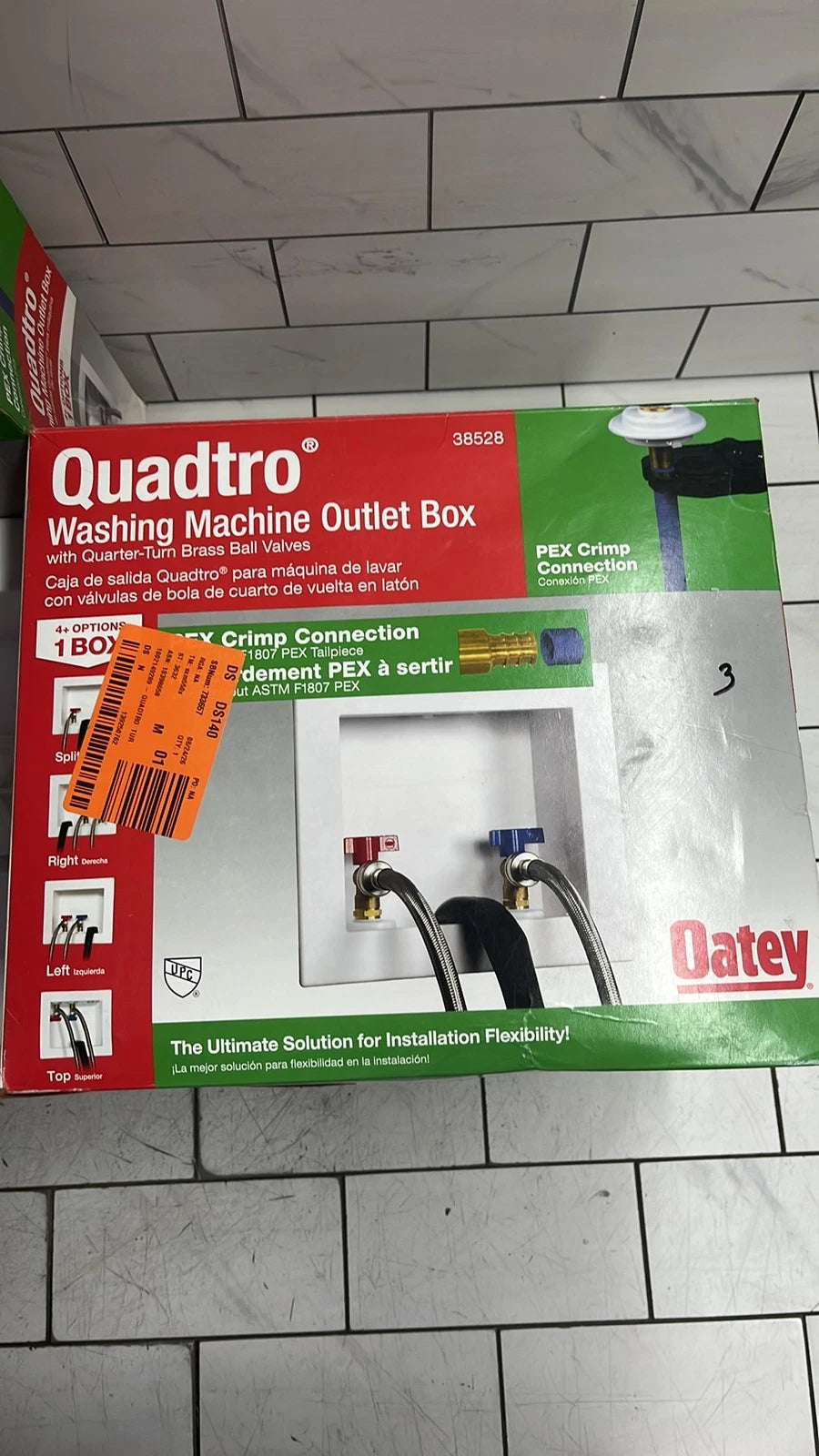 (2 Pack) Oatey Quadtro 38528 Washing Machine Outlet Box With PEX Crimp Valves OB