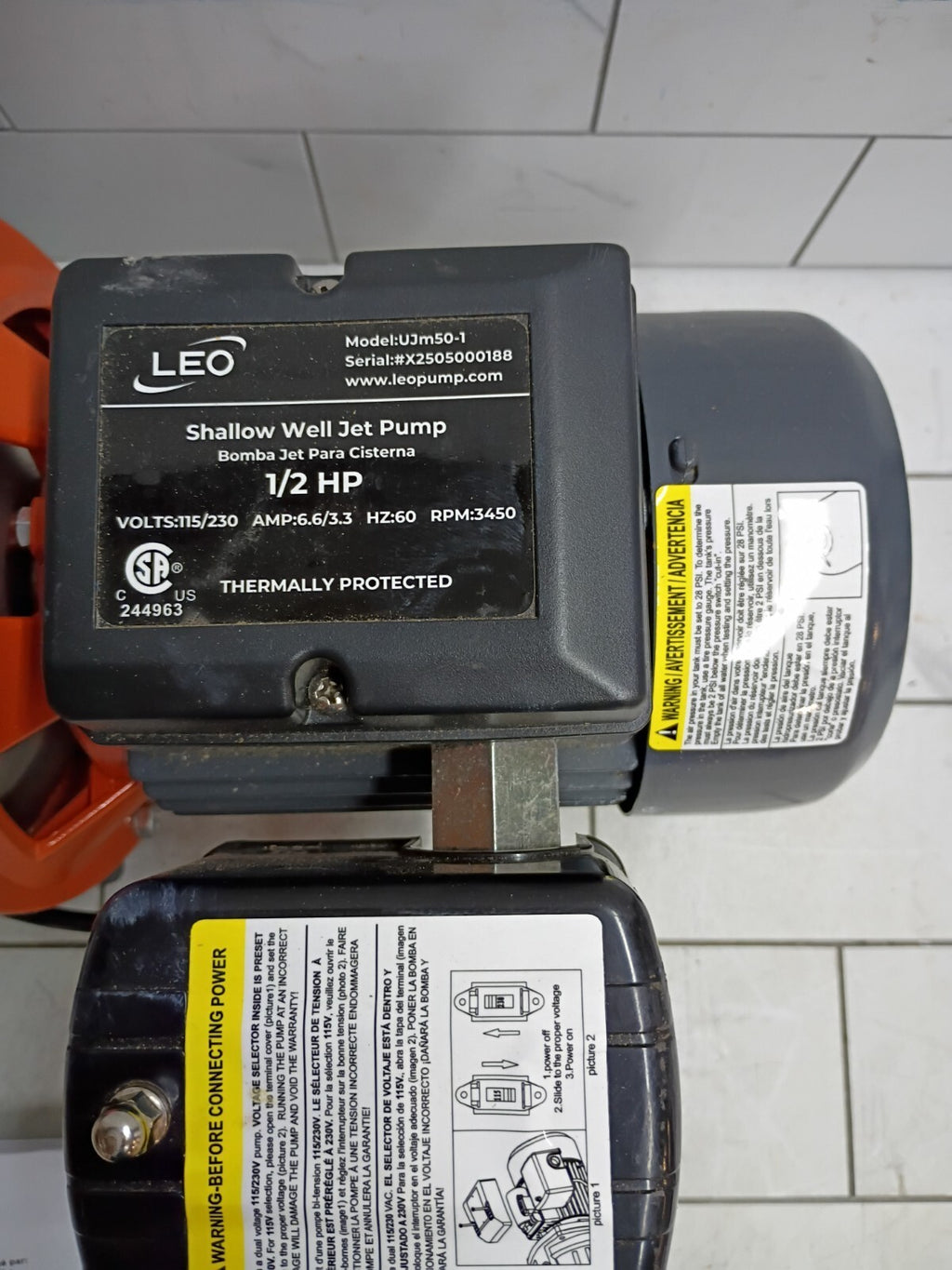 Leo UJm50-1 1/2 HP 115/230-Volt Cast Iron Shallow Well Jet Pump, parts only