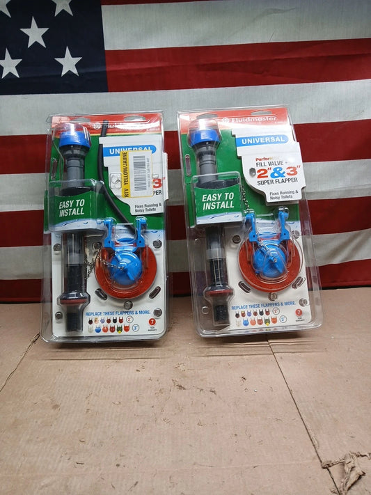 2 Pk Fluidmaster Fill Valve + 2” & 3” Super Flapper Kit K-400H-043
