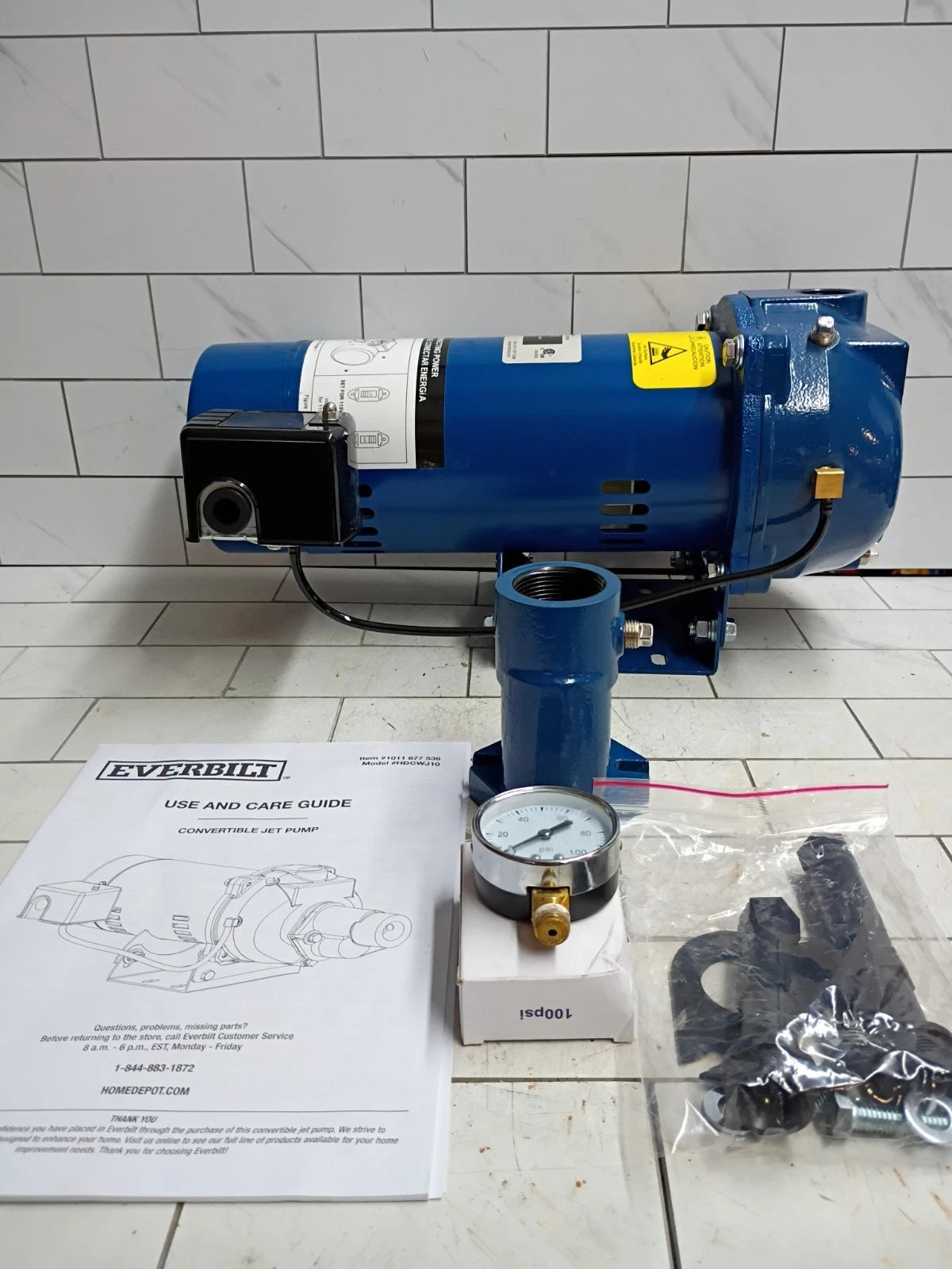Everbilt HDCWJ10 1 HP Professional Convertible Jet Pump. Open Box.