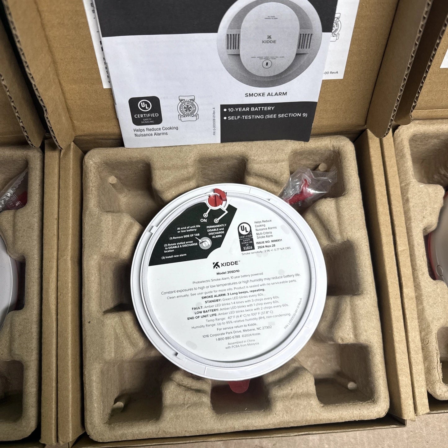 Kidde Smoke Detector 10 Year Battery Powered LED Warning Light Indicators 20SD10