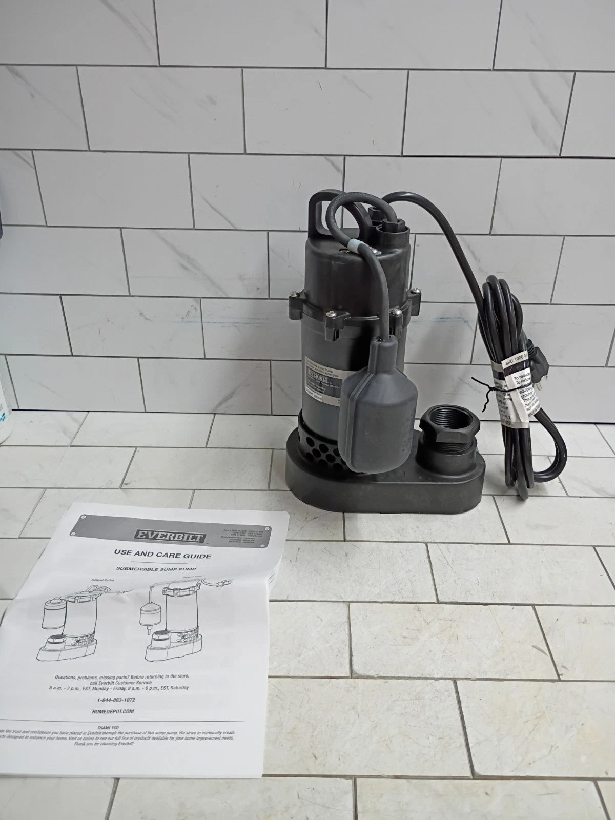Everbilt 1/2 HP Corrosion Resistant Aluminum Sump Pump w/ Teather Float Switch