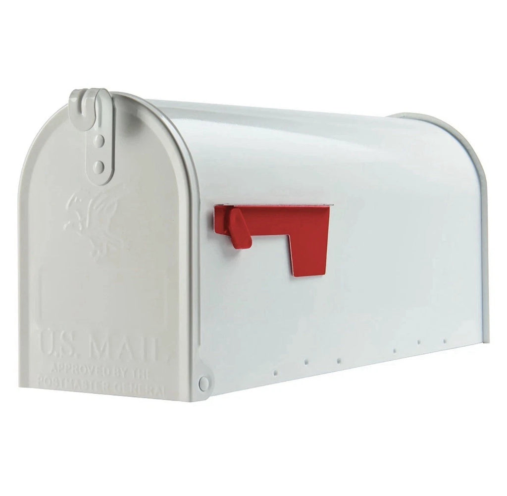 Architectural Mailboxes Elite Classic Galvanized Steel Post Mount White Mailbox