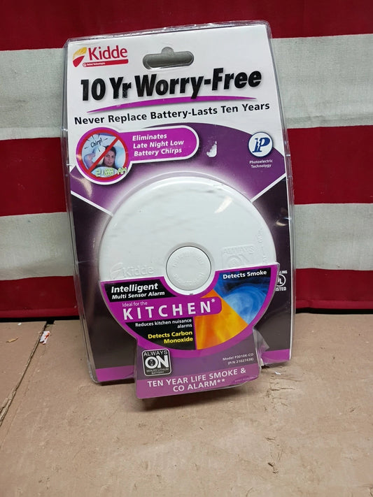 Kidde Worry Free Kitchen Smoke Carbon Monoxide Detector ALWAYS ON ,OB