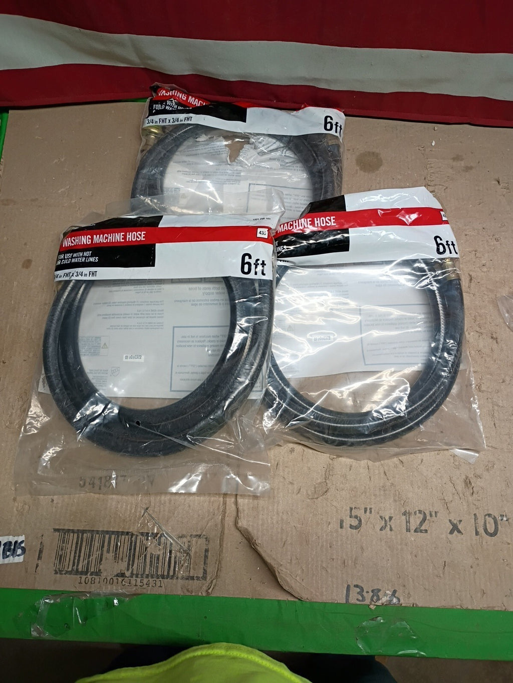 3-PK Everbilt 1001298165 Washing Machine Fill Hose 3/4" FHT x 3/4" FHT x 72", OB