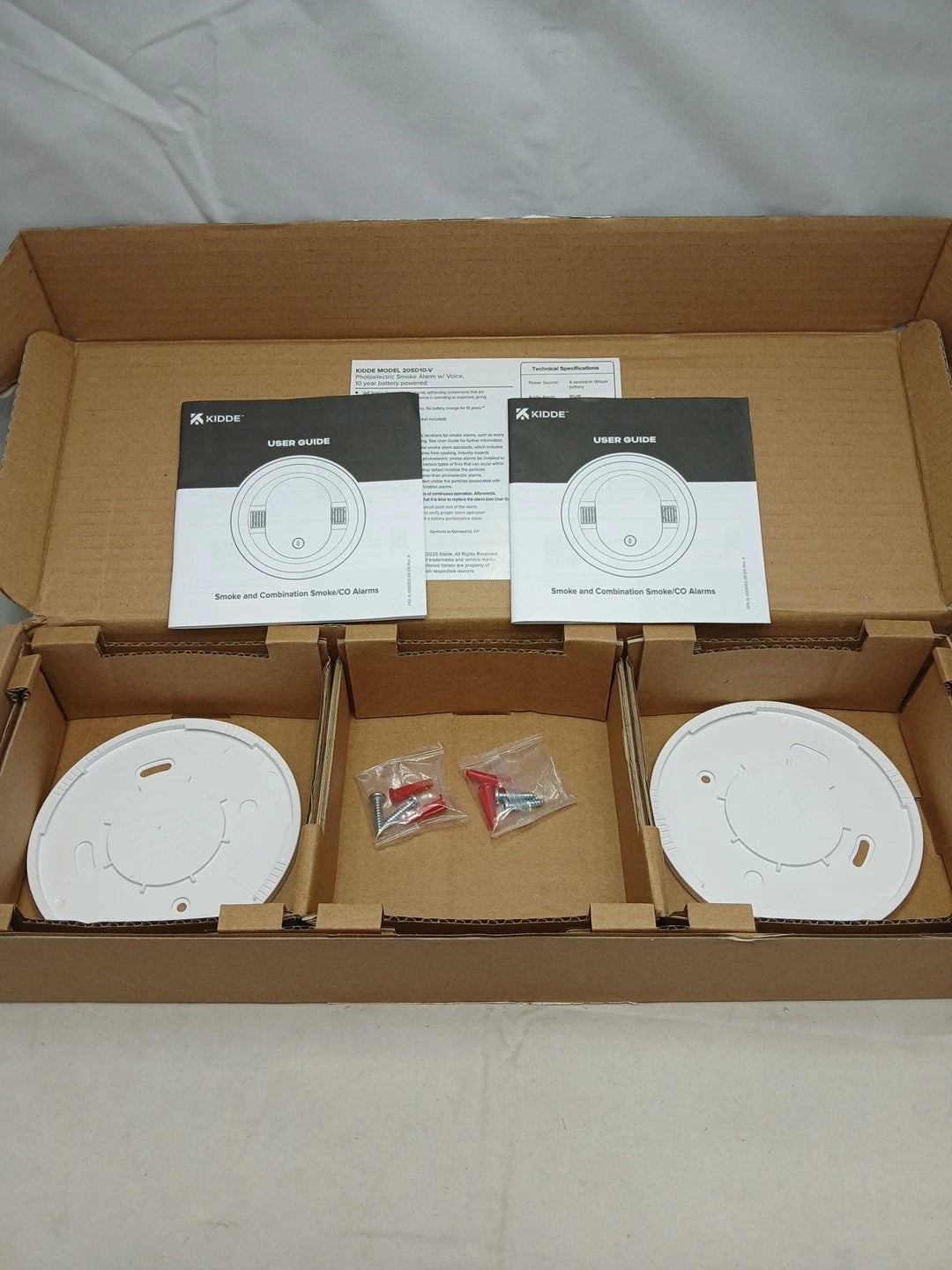 2pck Kidde Smoke Detector for Home 10-Year Battery Powered Voice Alerts 20SD10-V