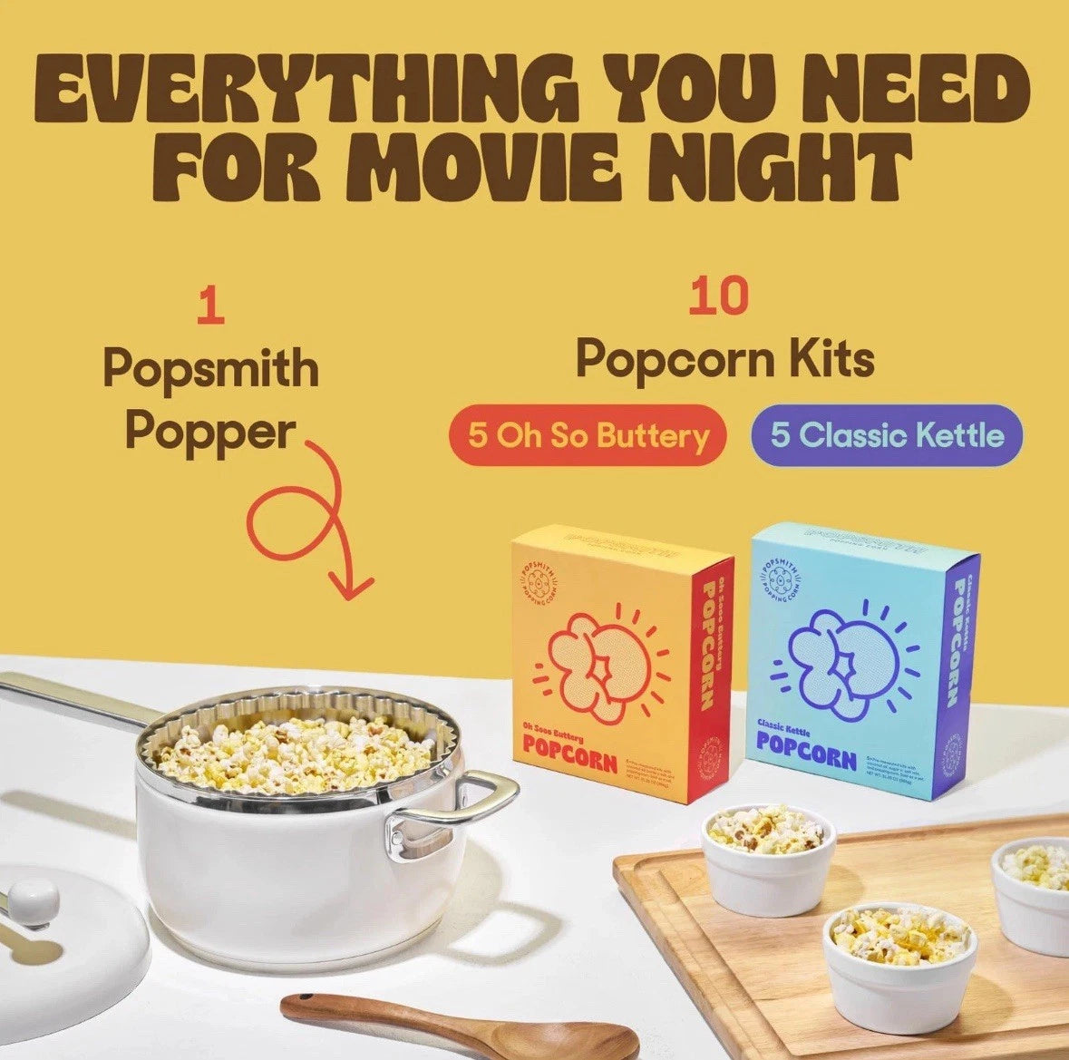 Mint Stovetop Popcorn Machine - 6 Quart, 10 Popcorn Kits