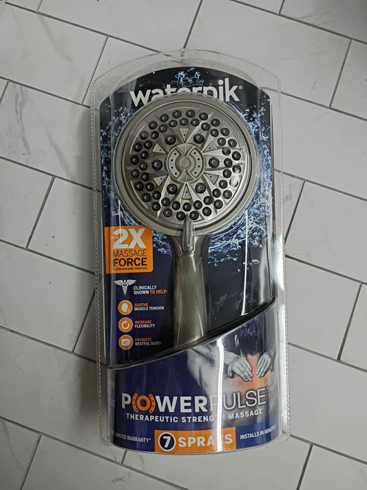 Waterpik PowerPulse 7 Spray Wall Mount Handheld Shower Head Brushed Nickel New
