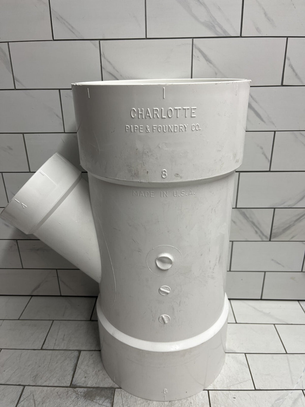 Charlotte Pipe PVC 00601 2800 8 in. x 8 in. x 4 in. PVC DWV Wye Reducing Fitting