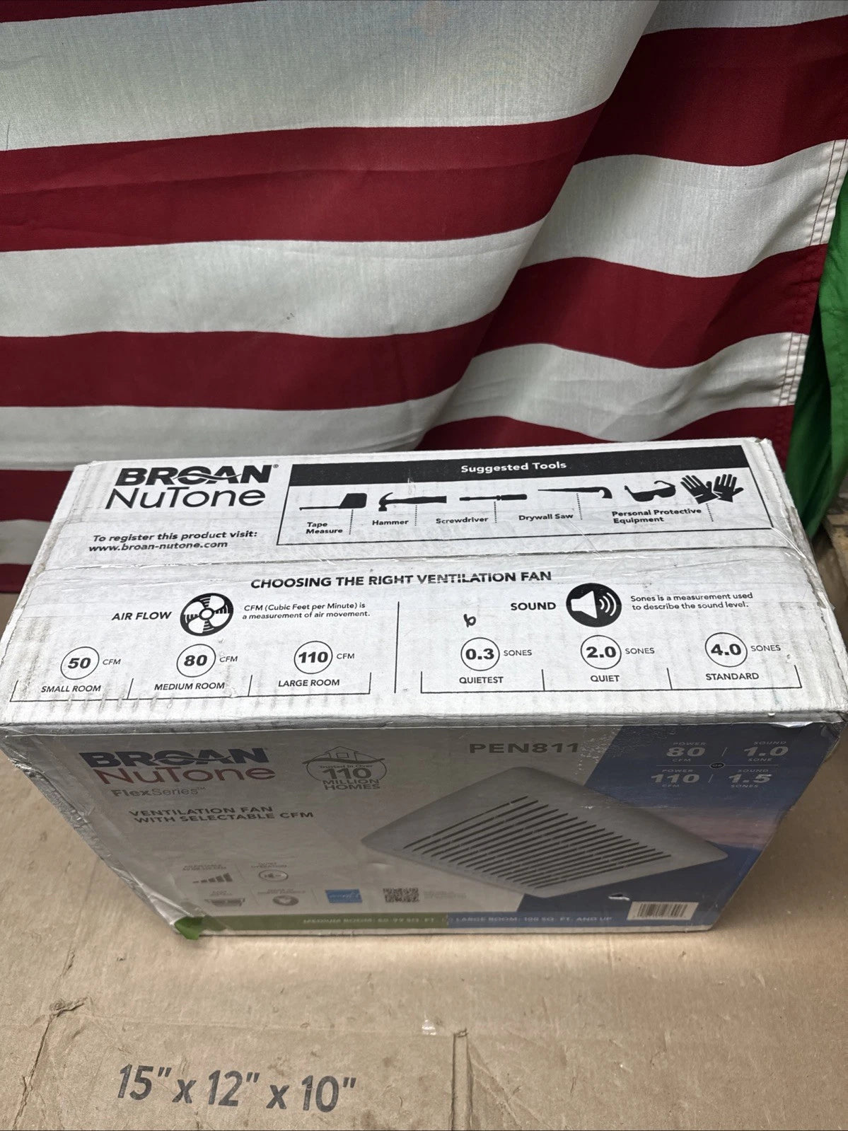 Broan-NuTone PEN811 Flex Series Bathroom Ceiling Exhaust Fan 80-110 CFM NEW