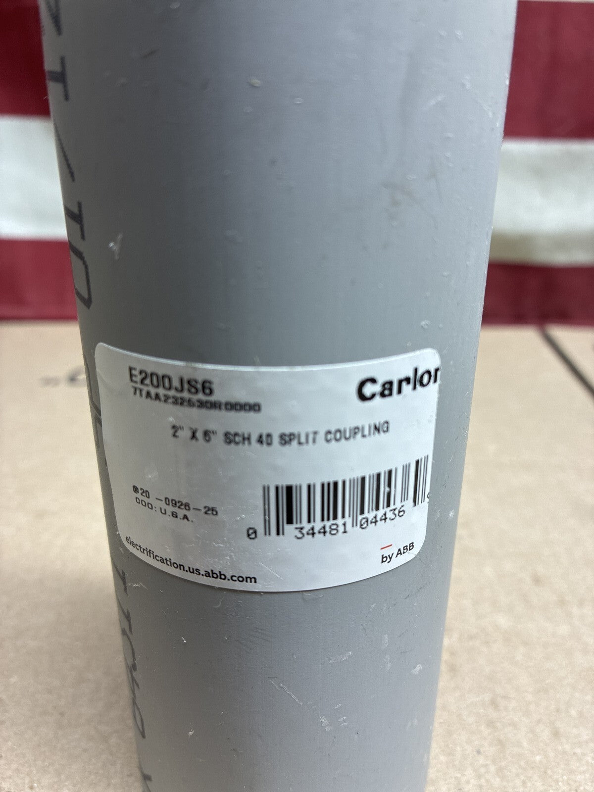 CARLON E200JS6 PVC 2” x 6” Schedule 40 Split Duct Coupling by ABB OPEN BOX