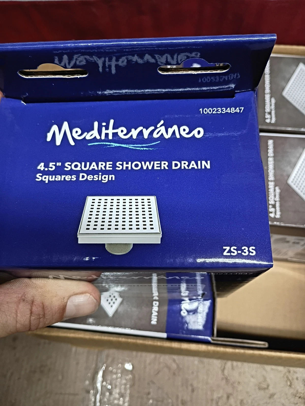 6PK, Mediterraneo Square Shower Drain 4.5" ZS-3S, New,
