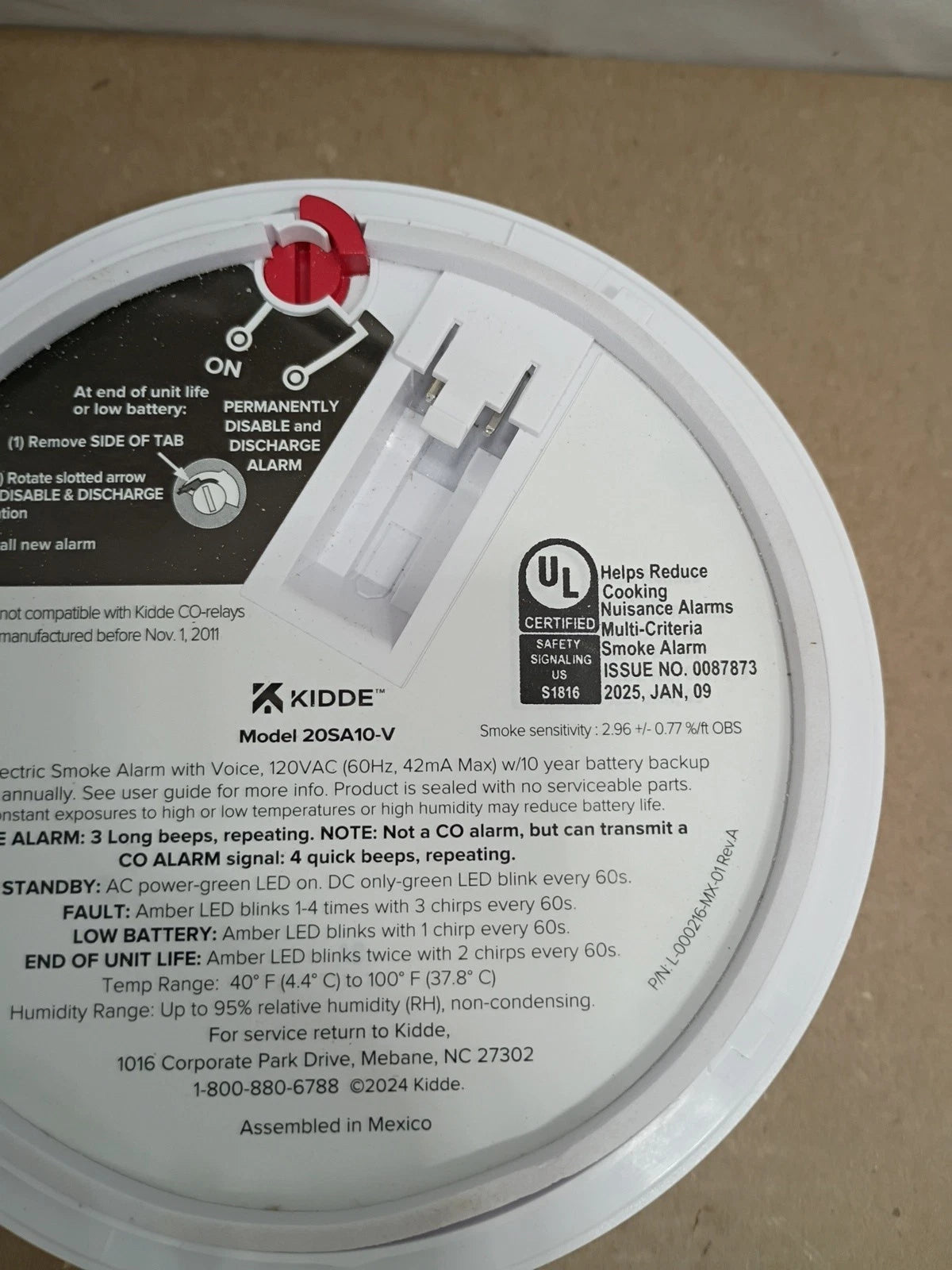 Kidde 20SA10-V Hardwired Interconnected Smoke Detector with Photoelectric Sensor