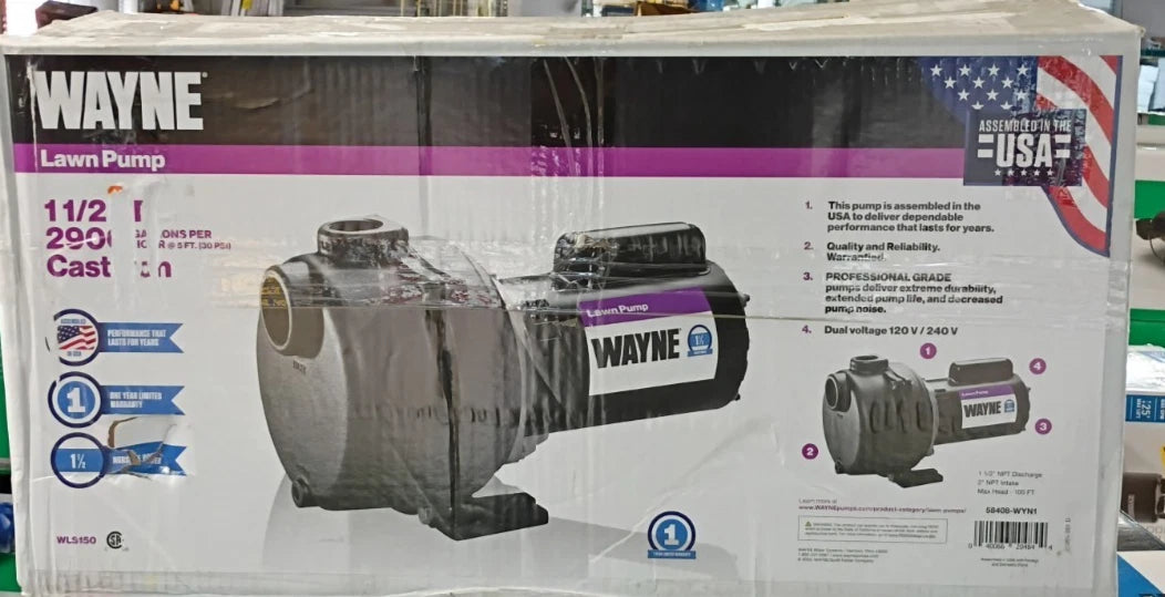 Wayne WLS150 1.5 HP Cast Iron Lawn Irrigation Sprinkler Pump NEW OPEN BOX