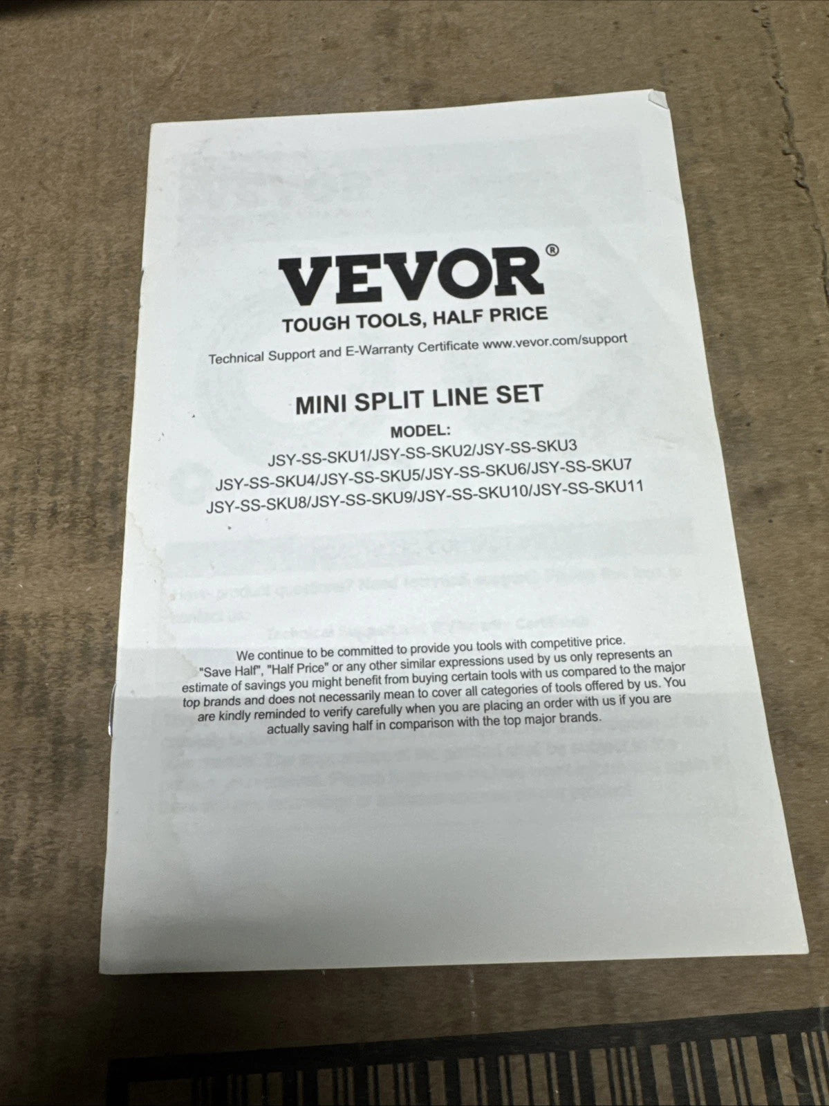 VEVOR Mini Split Line Set Model JSY-SS-SKU5 Size: 710 * 730 * 75mm