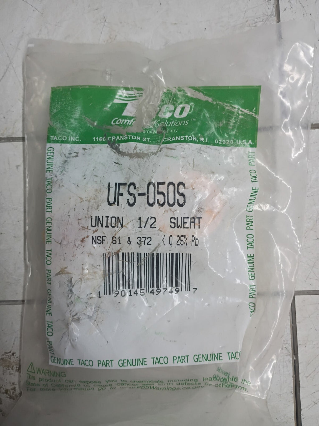 Taco UFS-050S 1/2" Swt Union Fitting Assembly, Sealed Bag