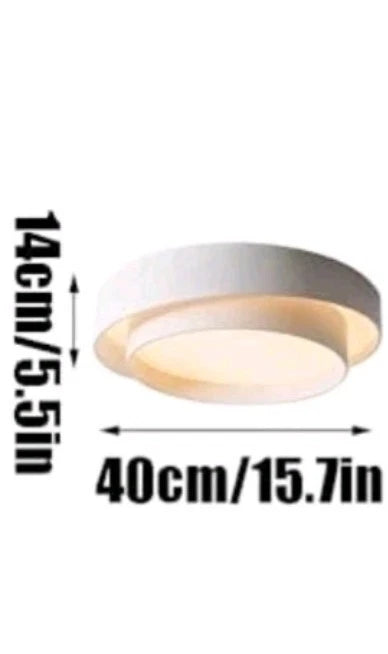 Creative Round Double-Layer Wrought Iron Ceiling Lamp, LED Flush 40cm White OB