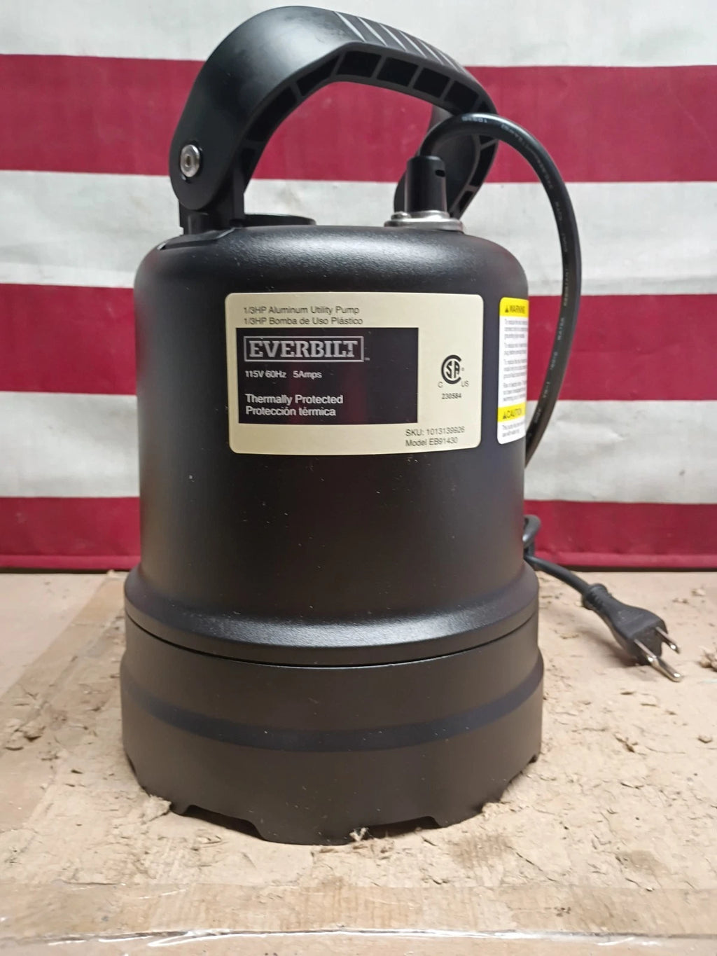 Everbilt EB91430 1/3 HP Submersible Aluminum Utility Pump, Open Box,