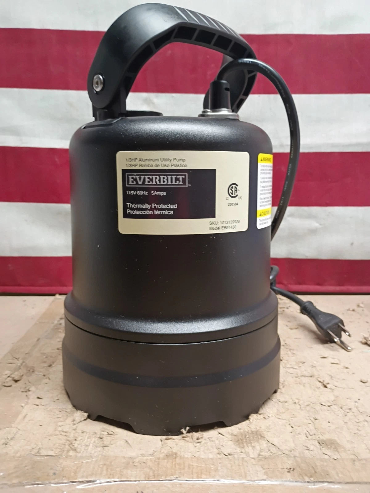Everbilt EB91430 1/3 HP Submersible Aluminum Utility Pump, Open Box,