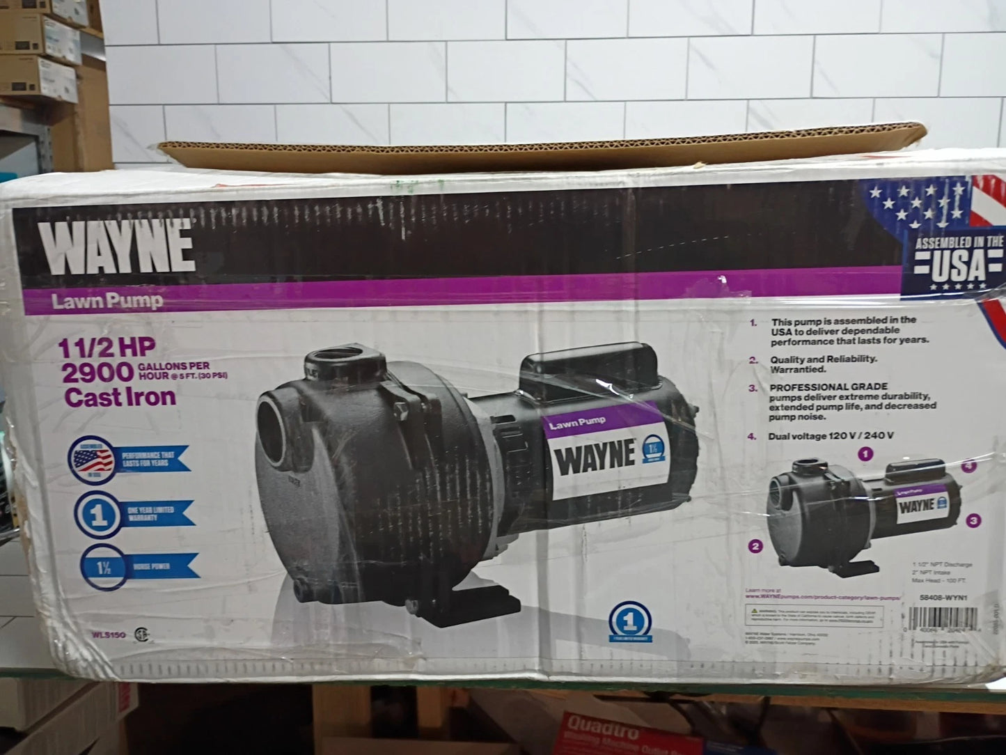 Wayne WLS150 1-1/2HP 230V Cast iron Lawn Irrigation Sprinkler pump New Open Box
