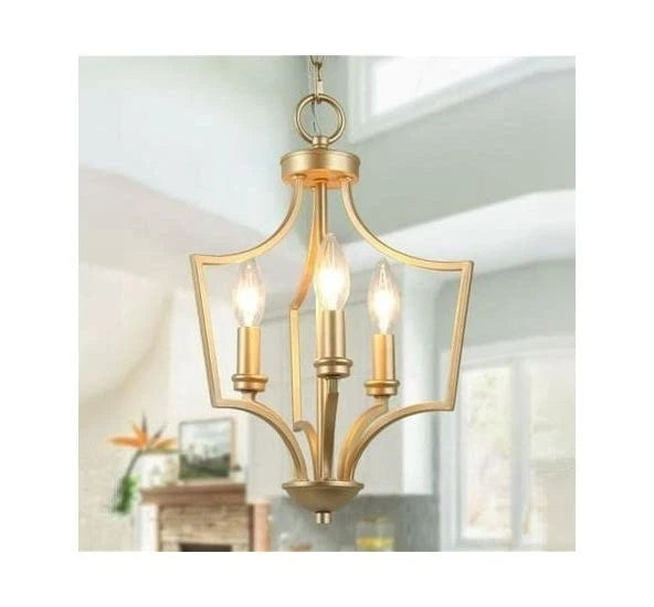 iHomeangel Gold Metal Hanging Light 3-Light Fixture A03625 Open Box