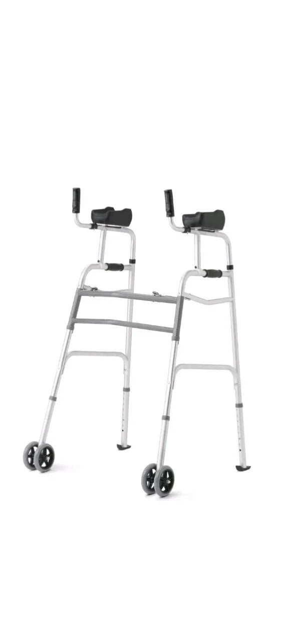 NEW Medline Upright Forearm Armrest Stability Walker 5” Dual Wheels Height. OB