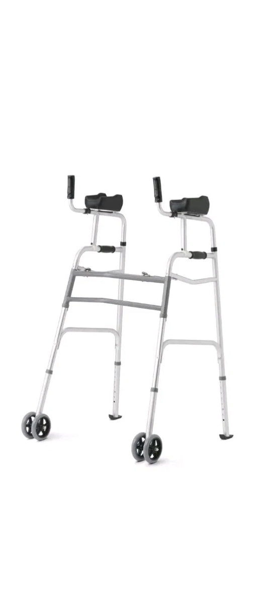 NEW Medline Upright Forearm Armrest Stability Walker 5” Dual Wheels Height. OB
