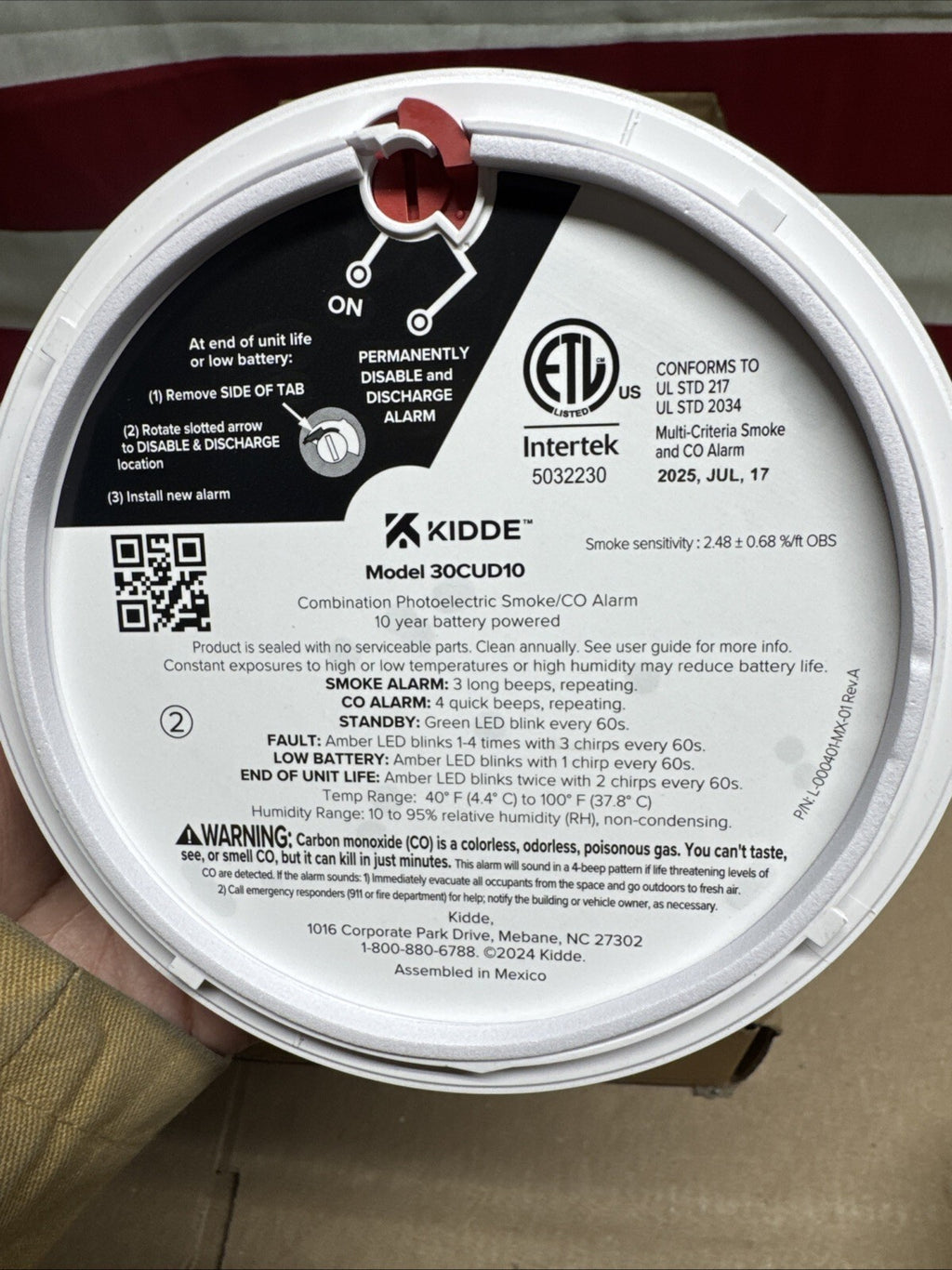 Kidde Smoke & CO Detector, 10-Year Battery, LED Warning Indicators 30CUD10…