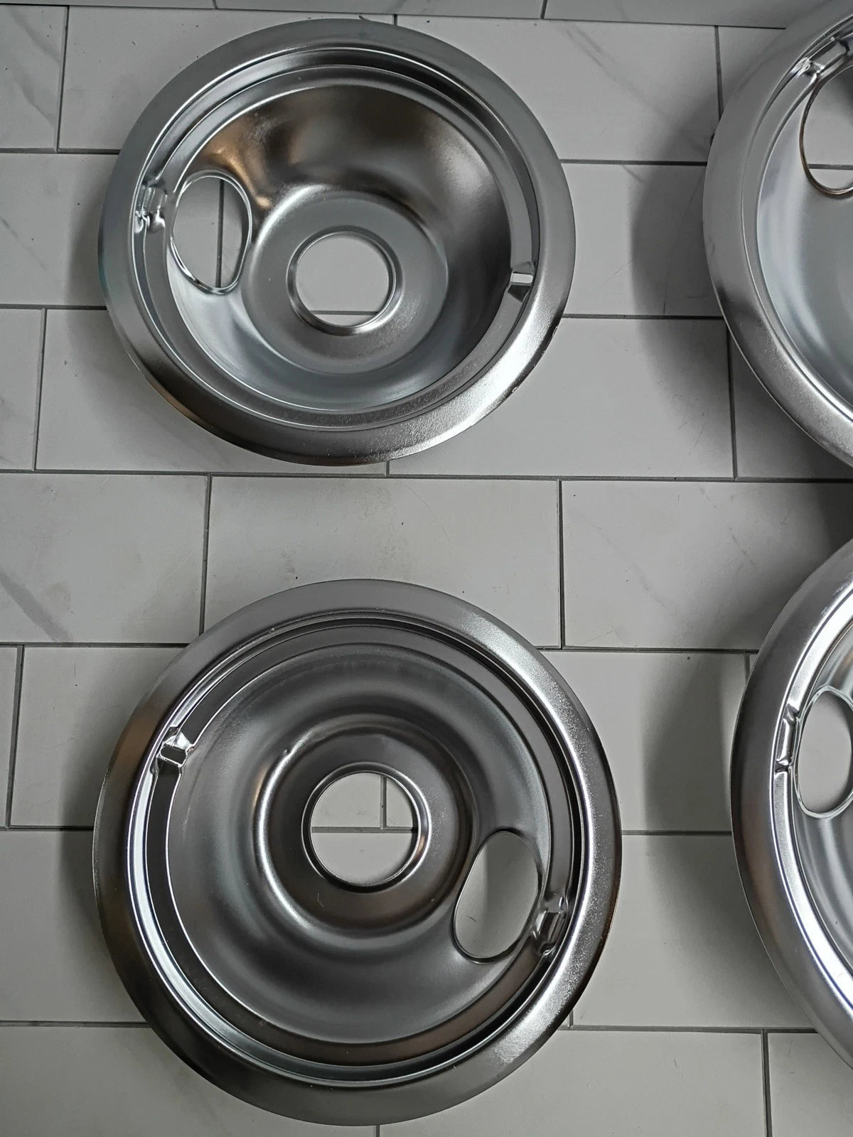 3pk Hotpoint Chrome Stove Drip Pans Electric Burner Covers Pans New Open Box
