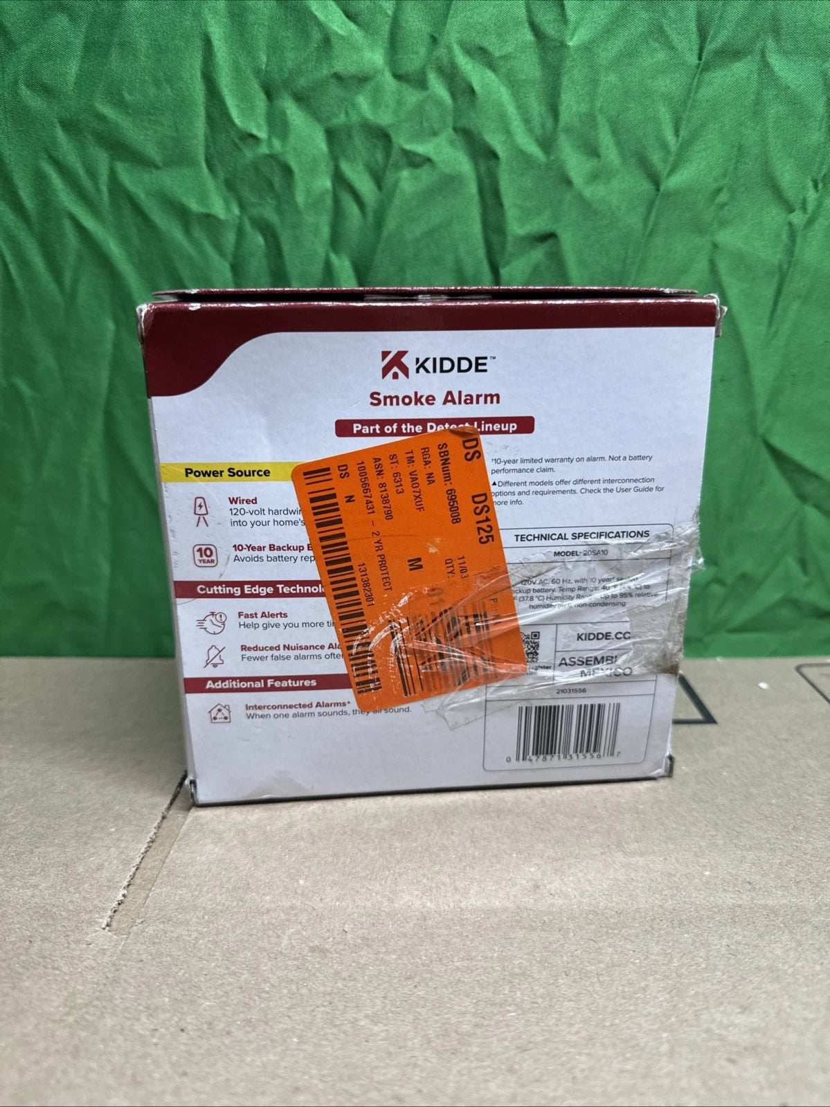 Kidde 20SA10 Hardwired Smoke Detector with Photoelectric sensor New Open Box